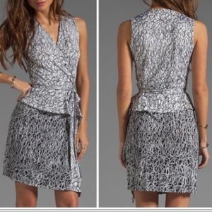 DVF | Mililani Black White Silk Wrap Dress